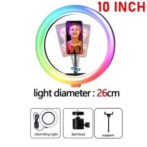 Lampe annulaire RVB 26cm 10 pouces avec support de téléphone <span class=keywords><strong>15</strong></span> couleurs pour lampe de photographie vidéo YouTube de maquillage TikTok - Product Image 4