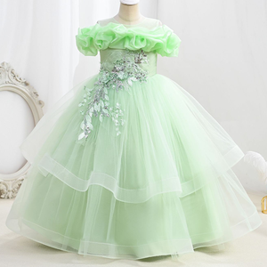 Abito da principessa soffice monospalla per bambine da bambina per banchetto nuziale per pianoforte Performance vestiti da festa carini - Product Image 5