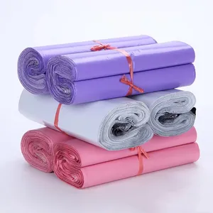 Экологически чистые самоклеящиеся пластиковые пакеты с низким уровнем минимального качества, розовые, белые, фиолетовые, оптовые, изготовленные на заказ, полиэтиленовые почтовые пакеты