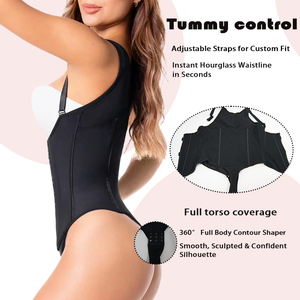 Fajas Moldeadoras de Alta Compresión para Mujer, Ligeras y Transpirables, Estilo <span class=keywords><strong>Tanga</strong></span>, Cierre con Cremallera y Ganchos, 10 Varillas de Acero Ajustables - Product Image 3