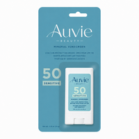 Stick solaire minéral perlé à marque privée SPF50 PA++++, large spectre UVA UVB, résistant à l'eau 80 minutes, pour peaux sensibles, format voyage