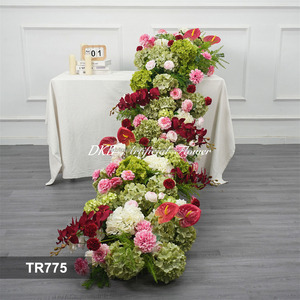 DKB Chemin de table floral en soie personnalisé de haute qualité, décoration moderne pour allée de mariage et arche, chemin de table en fleurs artificielles - Product Image 3