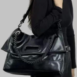Large Capacity <b>Soft</b> Textured PU Leather Tote <b>Bag</b> Two-Tone Design with Top Handle and <b>Crossbody</b> Strap - Product Image 5