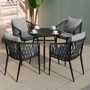 Marco de aluminio de gama alta Patio Hotel muebles patio al aire libre cuerda jardín mesa de comedor y juego de <span class=keywords><strong>Chaira</strong></span> con cojines - Product Image 6