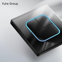 Interrupteur mural 2 gangs 2 voies 10A, type 86, avec bouton de réinitialisation, éclairage LED, verre trempé, écran tactile 4 broches, panneau durable, IP20, 250V