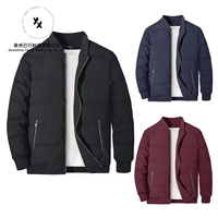 Jaket Pria Berkualitas Tinggi, Jaket Bomber Berlapis Quilted, Jaket Kasual Full Zip, Jaket Poliester Tebal, Windbreaker, Pakaian Luar Musim Dingin