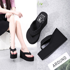 Sandalias de Plataforma para Mujer, Verano, Suela Gruesa, Tacón Extra Alto, Color Sólido, Exterior, Parte Superior de Nailon, Forro de EVA, Tallas 35-41 - Product Image 3