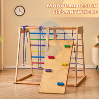 Arc-en-ciel en bois de haute qualité en bois enfant en bas âge ensemble d'escalade aire de jeux intérieure mur équipement d'escalade école pour chambre d'enfant en bas âge