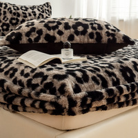 Housse de matelas élastique en peluche de lapin de dessin animé avec 2 taies d'oreiller, protection de lit épaisse et moelleuse, fonction pliable, housse anti-poussière