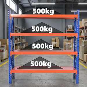 4 Layer Heavy Duty Warehouse Rack Blue Carbon Steel <b>Adjustable</b> Shelving Unit 500kg Per <b>Shelf</b> Powder Coated - Product Image 3
