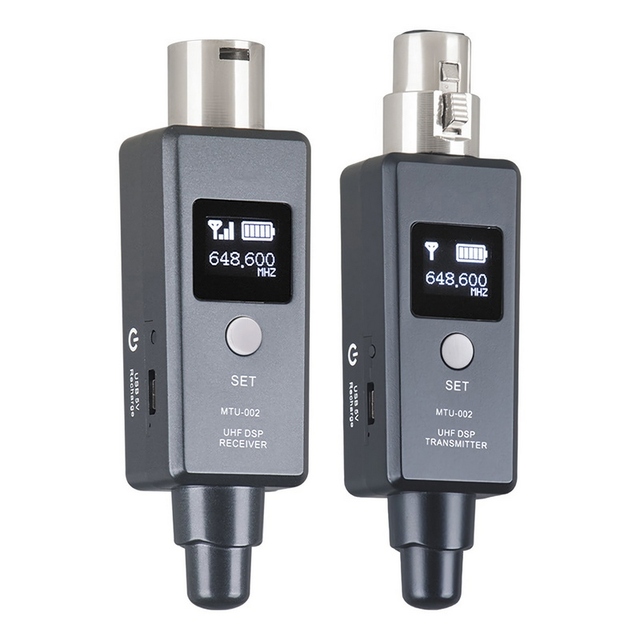 1 Pair Microphone Wireless System Microphone Wireless Transmitter System UHF DSP Transmitter & Receiver Mic/Line Two Modes