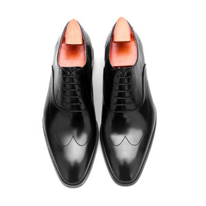 Nouveauté Chaussures Oxford pour hommes en cuir véritable italien peintes à la main - Chaussures habillées de luxe artisanales pour mariage et affaires - Product Image 1