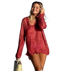 Kurta Tunique Vintage Fabriqué en Inde, Tricot Léger, Manches Courtes, 25 Couleurs Assorties, Motifs Imprimés Numériquement, Lavable, Coupe Ample - Product Image 1