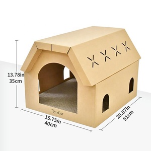 Maison de <span class=keywords><strong>chat</strong></span> intégrée de luxe papier ondulé résistant à l'usure planche à gratter griffe meulage jouet <span class=keywords><strong>abri</strong></span> pour <span class=keywords><strong>chat</strong></span> - Product Image 1