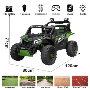 Buggy UTV pour enfants à batterie, deux places, grand espace, roues en caoutchouc, son de moteur réaliste, phares LED, port USB MP3 - Product Image 2