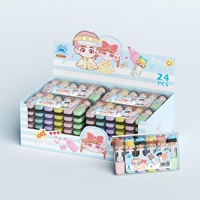 LM MD-220 Ensemble de surligneurs mignons à pointe oblique 6 couleurs, design attrayant, marqueur étudiant multicolore, sac en PVC