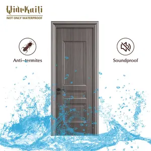 Wholesale Waterproof WPC Door Skin Luxury PVC Design Modern Villa Toilet Internal Door With Frame