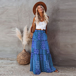 Fornitura diretta abbigliamento Casual <span class=keywords><strong>gonne</strong></span> <span class=keywords><strong>lunghe</strong></span> <span class=keywords><strong>a</strong></span> <span class=keywords><strong>vita</strong></span> <span class=keywords><strong>alta</strong></span> <span class=keywords><strong>gonne</strong></span> <span class=keywords><strong>lunghe</strong></span> bohémien stampate floreali per le donne - Product Image 3