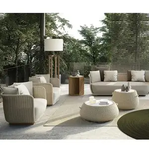 Grosir obral taman outdoor teras rotan anyaman taman furniture rotan sofa set di Filipina