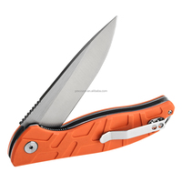 Manche orange Couteau de poche G10 Drop Point Couteau d'extérieur pliable EDC Camping Survival