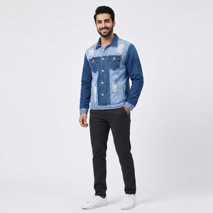 Dernière veste en jean à manches longues décontractée OEM à prix réduit pour hommes, respirante, chaude, élégante et recadrée, veste d'hiver en denim personnalisée - Product Image 1