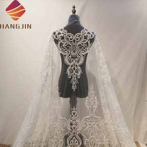 ผ้าลูกไม้ปักเลื่อมเนื้อเ<span class=keywords><strong>น</strong></span>็ตหรูหราสีงาช้างแบบไ<span class=keywords><strong>น</strong></span>จีเรียสำหรับเจ้าสาว ปี 2022 ผ้าลูกไม้ปักลาย 3 มิติ ประดับด้วยลูกปัดอย่างสวยงาม - Product Image 2