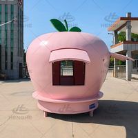 Chariot à Jus et Aliments en Forme de Pomme Mignonne à Double Fenêtre, Couleur Personnalisée, Kiosque Alimentaire Mobile Attrayant pour Fruits Frais et Boissons en Rue