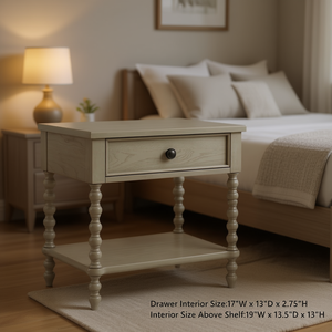 Comodino Moderno in Legno Stile Fattoria con 1 Cassetto Contenitore, Arredamento Camera da Letto per Uso Domestico - Product Image 2