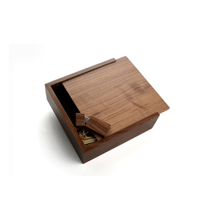 Wooden Usb Box Usb Wood Box Custom Logo Luxury Walnut Wooden USB Mini Slide Box