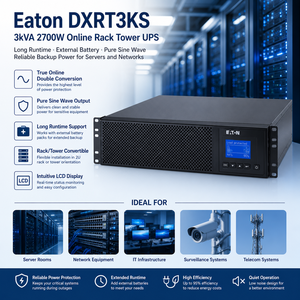 <span class=keywords><strong>Eaton</strong></span> DXRT3KS <span class=keywords><strong>3kVA</strong></span> 2700W <span class=keywords><strong>UPS</strong></span> en rack/torre en línea de larga duración con batería externa y onda sinusoidal pura para respaldo de energía en redes de servidores - Product Image 2