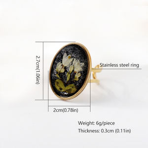 El yapımı kurutulmuş çiçek reçine anıt takı korunmuş çiçek mücevherat preslenmiş çiçek yüzük kadınlar için sevgililer günü hediyesi - Product Image 2