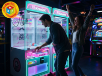 KranOK Machine à griffes néon personnalisée OEM avec éclairage LED, jeu d'arcade à monnayeur, jeu de griffes à prix, vente en gros