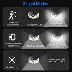 Lámpara Solar de Pared con Sensor de Movimiento, Luz LED Solar para Exteriores, Jardín, Patio Trasero, Escaleras, Impermeable, 100 LED, 118 LED, 76 COB - Product Image 6