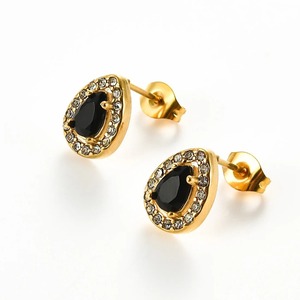 1 par de pendientes de acero inoxidable con forma de gota de agua para mujeres y niñas, pendientes ovalados de imitación de diamante plateados y dorados, regalos de joyería - Product Image 5