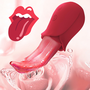 Vibratore realistico a forma di rosa con lingua per stimolazione clitoridea e capezzoli, giocattolo sessuale per donne e coppie adulte 18+ (dropship) - Product Image 1