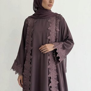 Abaya Leduo Personalizada 2026 con Nuevo Diseño Floral, Encaje y Parches, con Hiyab a Juego, Elegante Vestido Largo Maxi para Mujeres Musulmanas de Dubái - Product Image 3