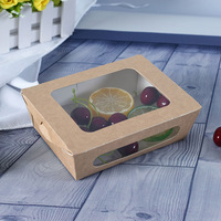 Boîte à salade de fruits en carton jetable imprimée UV, sans pliage, avec fenêtre, pour vente en gros, idéale pour les repas à emporter