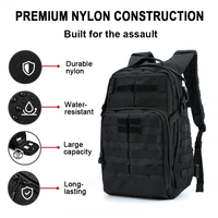 Sac à dos tactique Oxford camouflage robuste PF avec fermeture éclair, durable, imperméable, capacité de 20 à 36 L, système Molle, courbe physiologique