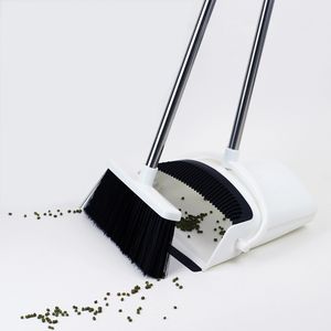 Ensemble balai et pelle à poussière pliable autoportant-Poils antistatiques pour poils d'animaux, balayeuse antiadhésive avec support <span class=keywords><strong>mural</strong></span> - Product Image 4