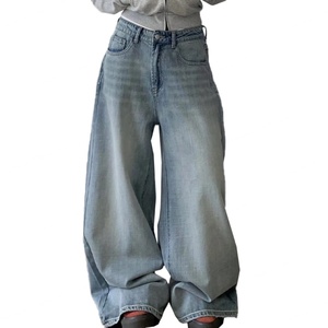 Custom Blue Vintage High Street <b>Jeans</b> <b>Men</b> Large <b>Wide</b> <b>Leg</b> High Waist Casual Long Pants Stock <b>Jeans</b> for <b>Men</b> - Product Image 1