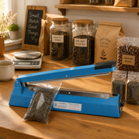 Machine de scellage pour snacks secs et sucrés : farine, pop-corn, pommes de terre, cacahuètes, bananes, fruits, yaourts, chocolat, noix, biscuits