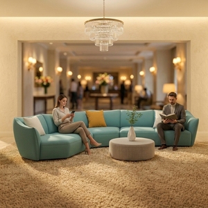 Divani angolari curvi in tessuto per area open space VIP Executive, divani da ufficio, set <span class=keywords><strong>di</strong></span> divani per sale conferenze e sale d'attesa, divano da salone - Product Image 3