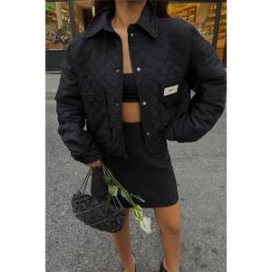 Ensemble veste courte matelassée et jupe Eczane Merve noir pour femme, décontracté, anti-boulochage, manches longues - Product Image 5