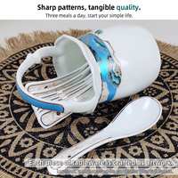 Juego de vajilla de lujo de 52 piezas de fina porcelana de hueso, con platos y cuencos decorados con pintura china.