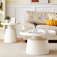 Ensemble de table basse et tables d'appoint minimalistes 2 en 1 en acier inoxydable, table basse ronde moderne de luxe
