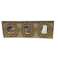 Ensemble de 3 miroirs muraux en plastique creux Art Déco de luxe, motifs variés, miroir mural vintage en bronze, décoration murale pour la maison
