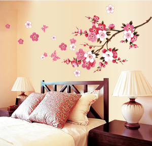 Fleur de cerisier fleur arbre Branches sticker mural autocollants rose Floral <span class=keywords><strong>aquarelle</strong></span> <span class=keywords><strong>oiseaux</strong></span> PVC papier Art déco filles chambre pépinière - Product Image 3