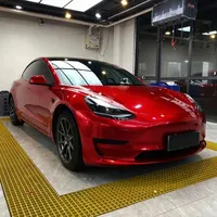 Film de Vinyle Premium Rouge Sang de Dragon Ultra Brillant pour Voiture, Autocollant Moto DIY, Film Adhésif Auto-Adhésif à Libération d'Air pour Changement de Couleur de Voiture