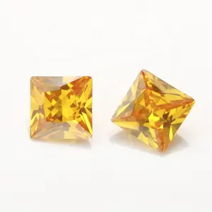 WuZhou gems 3x3mm 4x4mm 5x5mm size yellow square 5A loose CZ stone cubic zirconia for jewelry making