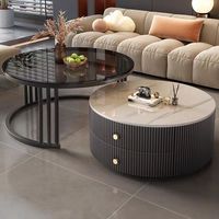 Mesa de Centro Moderna y Elegante con Diseño de Esquinas Redondeadas, Espacio de Almacenamiento Oculto Integrado, Duradera, Muebles para el Hogar, Sala de Estar
